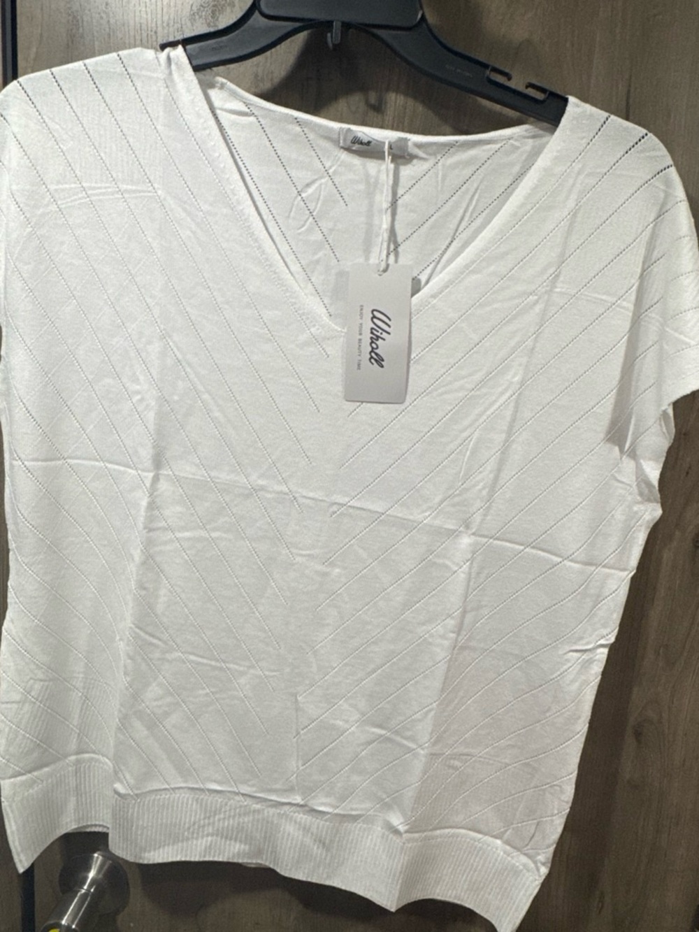 White V-Neck Short Sleeve Top by